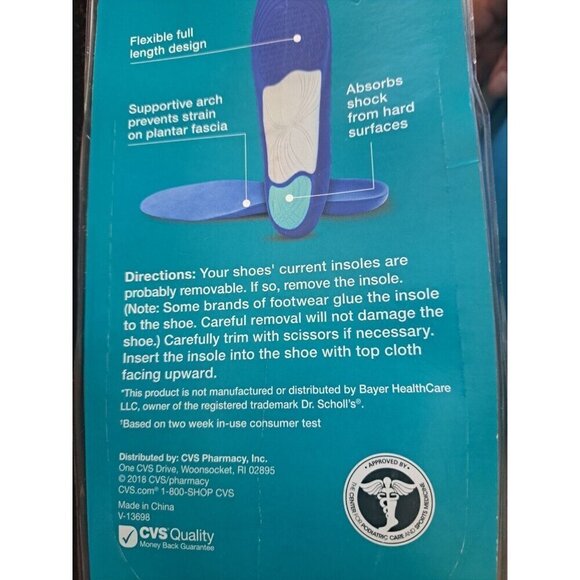 CVS Plantar Fasciitis Insoles Men's Shoe Sizes 8-13 New in Package - Picture 5 of 5
